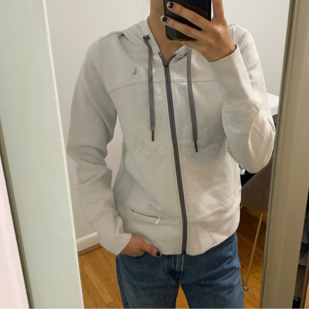 Lole Women's Gray/White Zip-Up Sweater